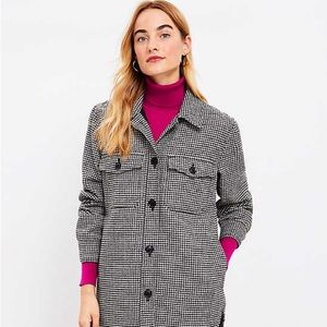 LOFT Houndstooth Shirt Jacket - M, NEW